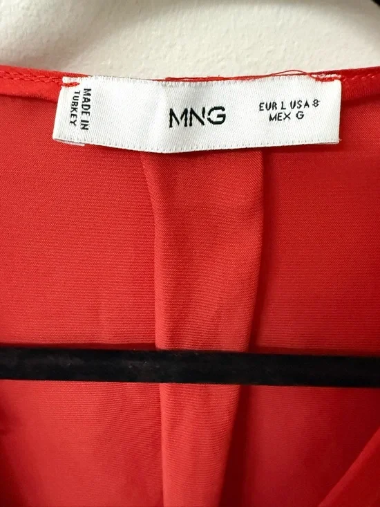 MANGO Silky Red Blouse - Women Tops SIZE 8 - Picture 3 of 3